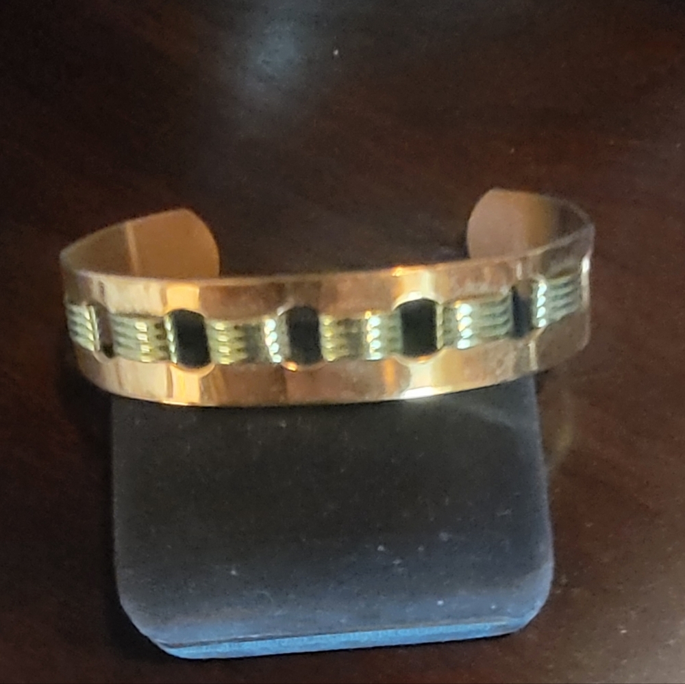 Copper and Silver Wire Cuff Bracelet
